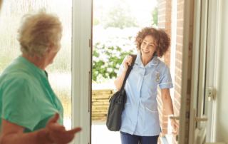 A respite caregiver comes in to provide home care services and provide relief.